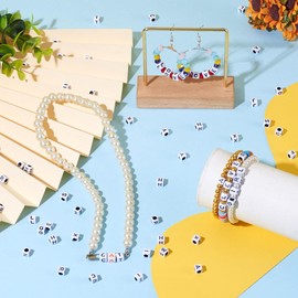 Cheriswelry Acrylic Cube Alphabet Beads White Black Cubic A-Z Letter Spacer Beads Charms for Jewellery Bracelet Making, About 934pcs/box