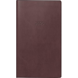 BRUNNEN Pocket Diary Model 750 (2025), 2 Pages = 1 Month, A6, 32 Pages, Faux Leather Cover, Bordeaux