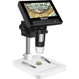 Coin Microscope, Dcorn 4.3" LCD Digital Microscope for Coin Collection Supplies,10X-1000X Coin Magnifier with 8 Adjustable LED Lights for Kids/Adults Coin Error Observation