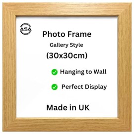 Modern 30x30cm Picture Frame In Multiple Colors & Sizes 30x30 Wooden Frames With Perspex Front & Wall Hanging Hooks - Poster Frames White Black Oak (Oak)