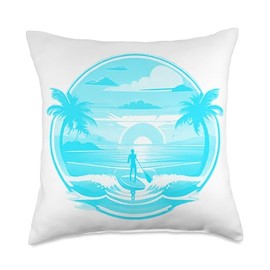 Enjoy SUP Stand Up Paddle Sport Surfboard Board Enjoy SUP Boat Sunset Stand Up Paddle Board Throw Pillow, 18x18, Multicolor
