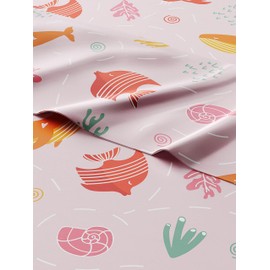 Kids Pink Fish Queen 4 Piece Sheet Set - Boys, Girls, Teens, Toddler - Easy Fit Deep Pockets - Breathable, Hotel Quality Kids Sheets - Machine Washable - Wrinkle Free - Cute, Cozy, Soft - CGK Linens