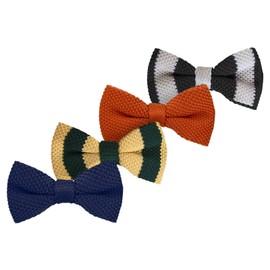 Dan Smith Knitted Pretied Bow Tie For Mens Multi-Color Flower Knitted Pre-Tied Bowties Bundle Deal Parties Men C.C.P.C.003 Black,Midnight Blue,Dark Orange,Sea Green,Corn