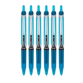 Pilot Precise V5 RT Refillable & Retractable Liquid Ink Rolling Ball Pens, Extra Fine Point (0.5mm) Turquoise Ink, 6-Pack