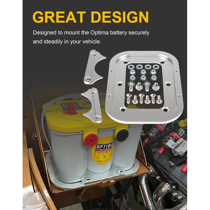 Billet Aluminum Battery Tray Battery Pallet Trunk Battery Hold Down