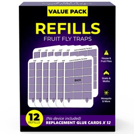 Upgraded Fruit Fly Traps for Indoors, Flying Insect Trap for Fruit Flies, Gnats, Mosquitoes, Plug in Bug Zapper Indoor with Dual-Sided UV Light, Electric Grid & Glue Traps (12 Glue Boards)