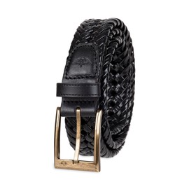 Dockers Men's Leather Braided Casual and Dress Belt,Black Glazed,36