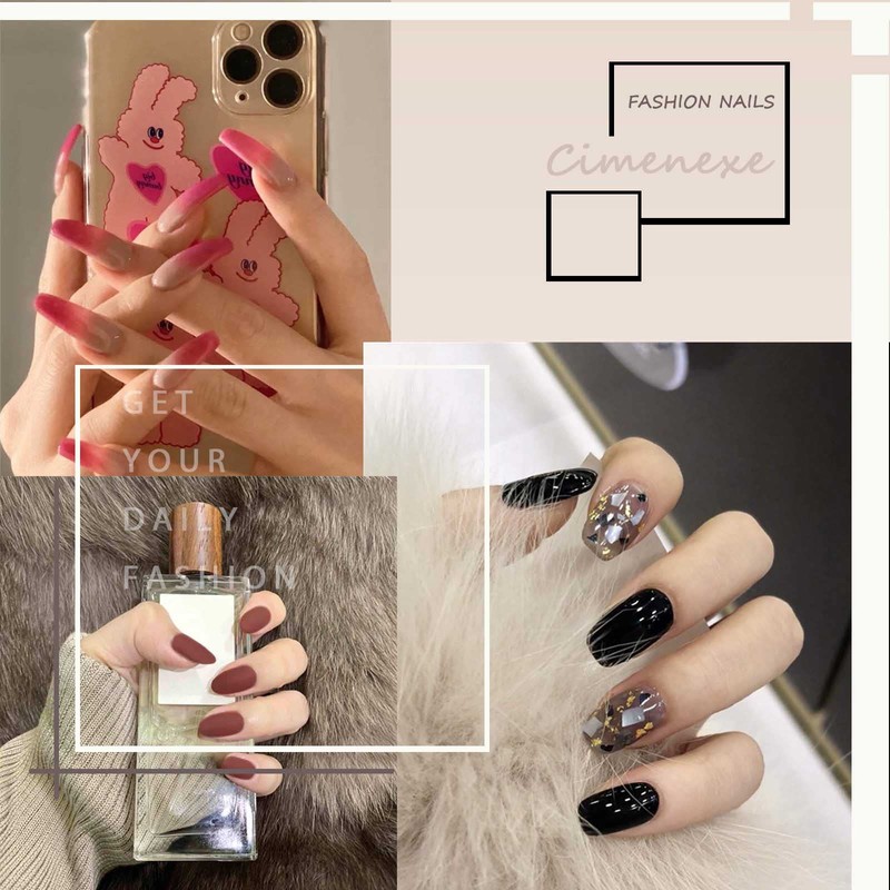 Cimenexe Gradient Press on Coffin Nails Gradient Cloud Artificial Fingernails