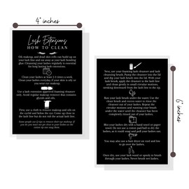 How to Clean Lash Extension Instruction Card | 30 Pack | Size 4x6" inch Postcard | Lash Extension Supplies | Lash Aftercare Card | Black with White Design