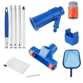 Pool Jet Vacuum Cleaning Kit Mini Handheld Vac with Mesh Bag Universal Maintenance Tool Kit for Swimming Pool Spa Fountain Hot Tub, 55inch Aluminium Pole