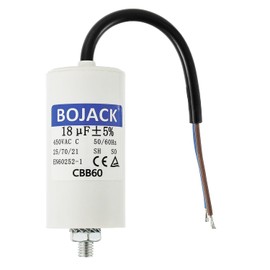 BOJACK 18uF 450V Motor Running Capacitor 40 x 70 mm Starting Capacitor Engine Start Capacitor with Capacitor with Lead Wire M8 with Nut Suitable for Most Engines