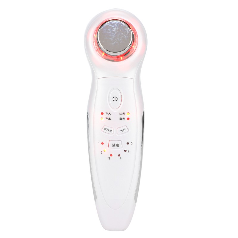 Ultrasonic Handheld Red Blue Light Vibration Anti Aging Facial Soothing