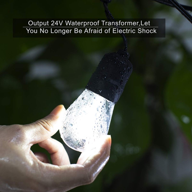 30ft Cool White LED Outdoor String Lights, Waterproof Festoon Light,