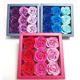 3 Boxes (27 Pcs Total) of Flora Scented Rose Flower Bath Soap, Plant Essential Oil Rose Soap in Gift Box, Gift for Anniversary/Birthday/Wedding/Valentine’s Day/Mother’s Day