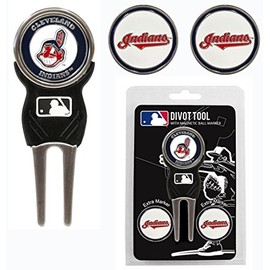 Team Golf 95745: Cleveland Indians Divot Tool Pack with 3 Golf Ball Markers