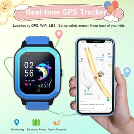 FEKIDO Wonlex GPS Smart Watch for Kids, 4G Smartwatch with SIM Card, 1.4" Phone Watch with Video Calls, Voice Chat, SOS, Camera, Pedometer, Alarm, Games for Boys Girls Aged 3-12 Years Old(KT20blue)