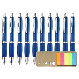 Libetui Pack of 10 Ergonomic Ballpoint Pens Blue Writing Non-Slip Grip Zone Large Capacity Blue Ballpoint Pen Household Office Practice School Pen Blue Ballpoint Pen