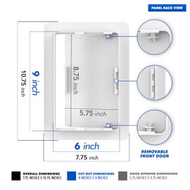 Bryce Hardware 6x9 Access Panel for Drywall - Plumbing Access Panel, Ceiling Access Panel Drywall Panel Attic Access Door for Wall, Ceiling, Made from Impact-Resistant, UV-Stabilized Plastic (6"x9")