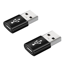 PENCILUPNOSE© PACK OF 2 USB C TYPE C FEMALE TO USB MALE ADAPTER for TABLET LAPTOP PC MOBILE etc.(NOT Compatible with MEGASAFE CHARGERS & iWatch) (BLACK)