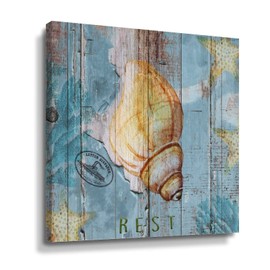 Elvoes Canvas Wall Art Bathroom Home Wall Decor Ocean Coastal Pink Starfish Pictures Nautical Artwork Marine Life Print on Canvas Ready to Hang Modern Bedroom Decorations 20x20in