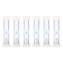 PATIKIL 1 Minute Sand Timer, 6Pcs Small Sandy Clock with Plastic Cover, Count Down Sand Glass for Games, Kitchen, Party Favors DIY Decoration, White