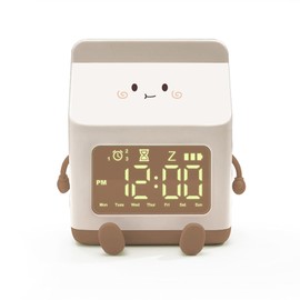 Cartoon Fun Milk Box Alarm Clock for Students, Digital Countdown Alarm Clock for Students, with Cute Design, for Good Time Management, Digital Cute Alarm Clock (Brown)
