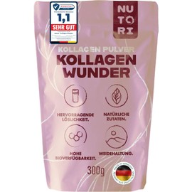 NUTORI - Collagen Powder 300 g - Type I & III - Optimal Bioavailability and Solubility - Grazing - Collagen Powder Hydrolysate Peptides - Produced & Laboratory Tested in Germany