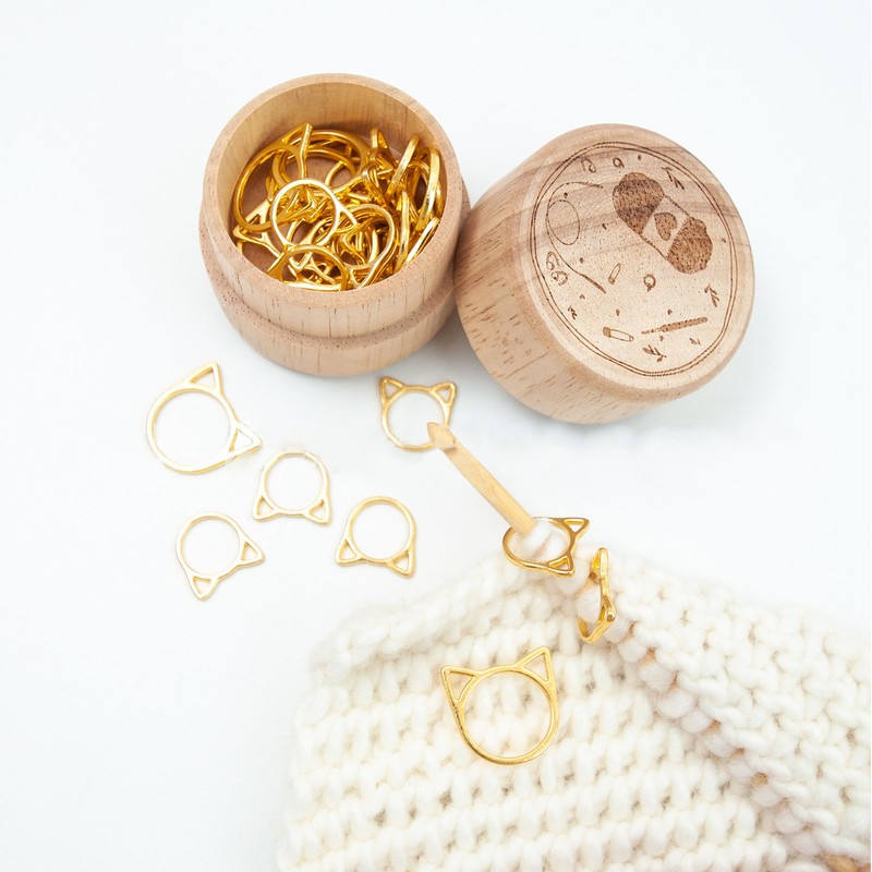 30pcs Stitch Marker Rings Cute Cat Head Shape Crochet Stitch