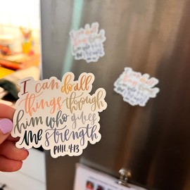 Swaygirls Christian magnet | Religious magnets | Faith fridge magnets | Bible verse quotes | Philippians 4:13 | All things through Christ