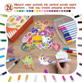 FLYINTOYS 56 Pcs Magic Foam Texture Painting Kit, Magical 3D Effect Texture Painting Kit. Including 25 Pcs Foam Texture Paper and 24 Colorpen