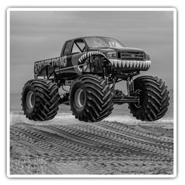 2 x Square 7.5cm Vinyl Stickers - Monster Truck Big Wheel Stunt 4x4 37004