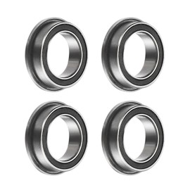 sourcing map MF128-2RS Flanged Ball Bearing, 4pcs 8x12x3.5mm Chrome Steel Double Sealed ABEC1 Flange Bearings