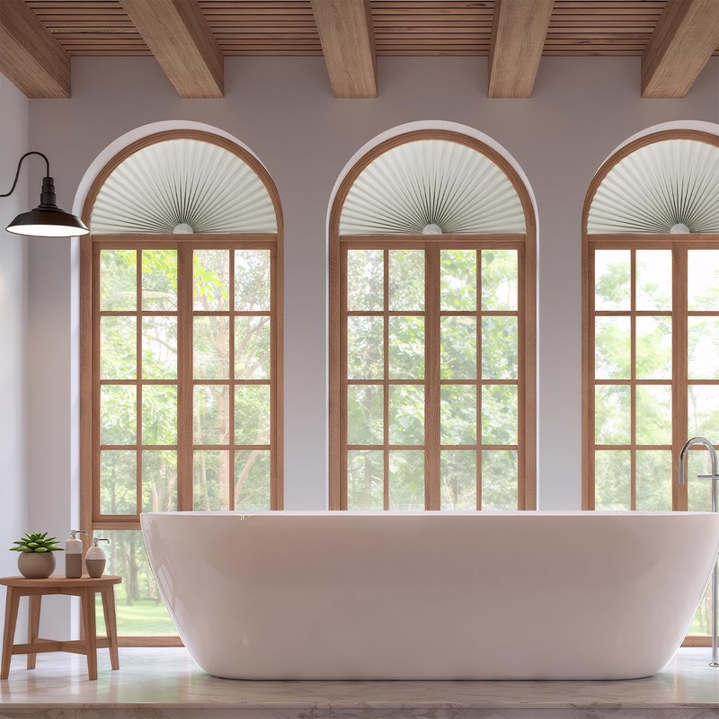 Half Moon Window Shades Blackout 2 Pack, Gray Half Circle