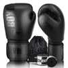 FIVING Boxing Gloves with Hand Wraps (Black, 16oz)