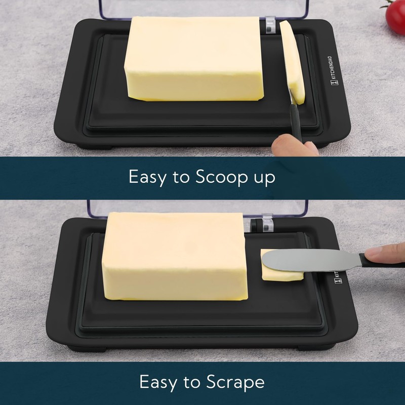 KITCHENDAO Airtight Flip-Top Butter Dish with Lid and Knife Spreader