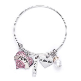 LParkin Aunt Godmother Bangle Bracelet Stainless Steel (Pink)