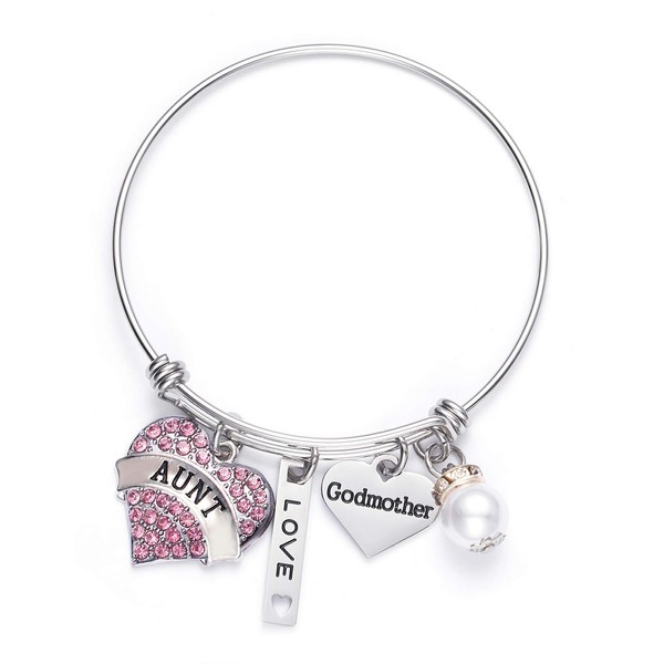 LParkin Aunt Godmother Bangle Bracelet Stainless Steel (Pink)