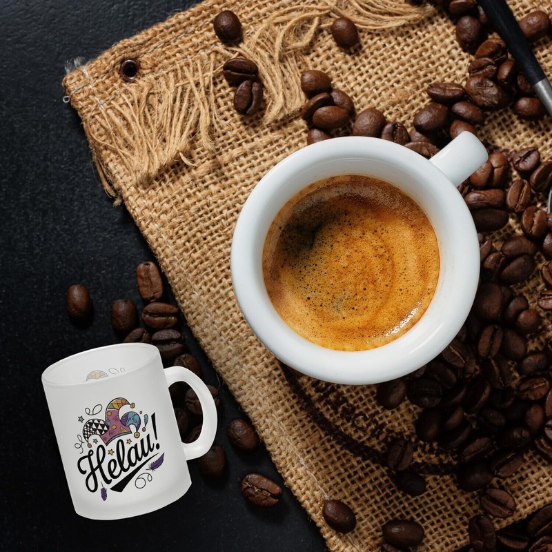 Karneval Glas Tasse mit Helau Narrenhut Lustiger Tassen-Spruch für Karnevalsliebhaber