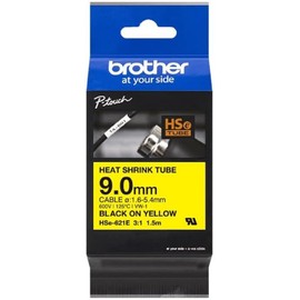 Brother Genuine Pro Tape HSe-621E Heat Shrink Tubing - Black on Yellow