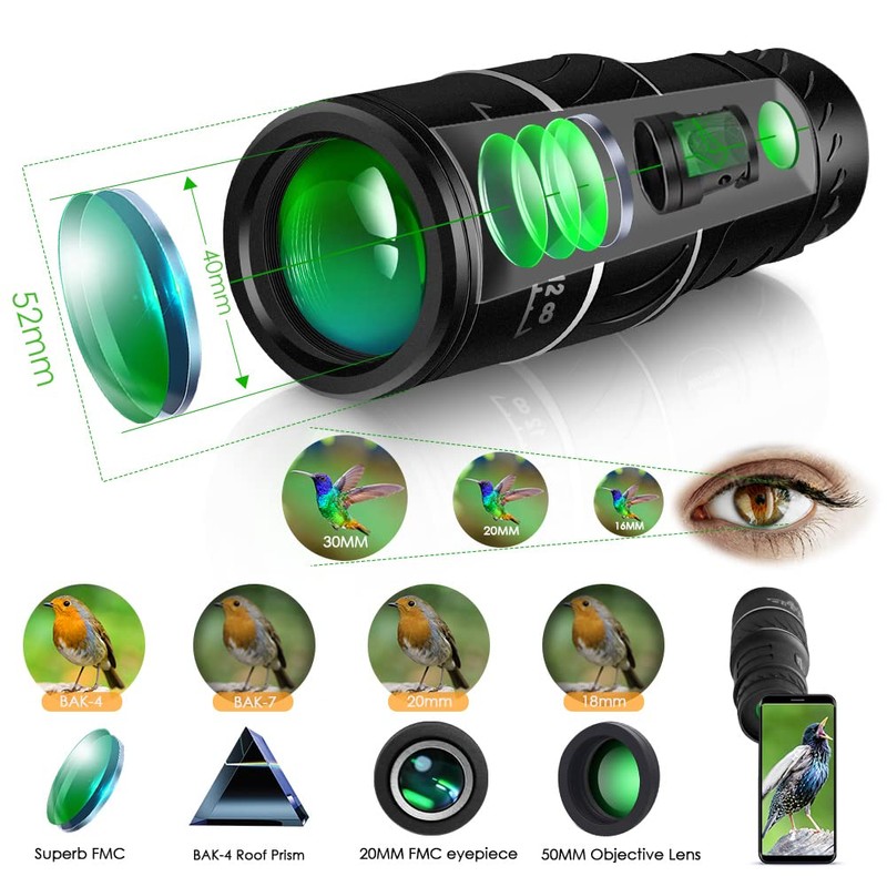 UniqueFire High Power Mini Black Telescope Zoom Adjustable Optical Monocular