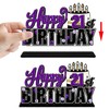 LINGTEER Happy 21st Birthday Purple Acrylic Table Topper Centerpieces Set