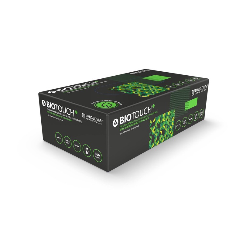 Unigloves BioTouch Nitrile Disposable Gloves - Biodegradable, Multipurpose, Medical Grade