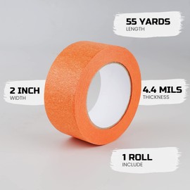 Lichamp Wide Orange Painters Tape 2 inch, 1pc Medium Adhesive Orange Masking Tape, 1.95 inches x 55 Yards | Lichamp