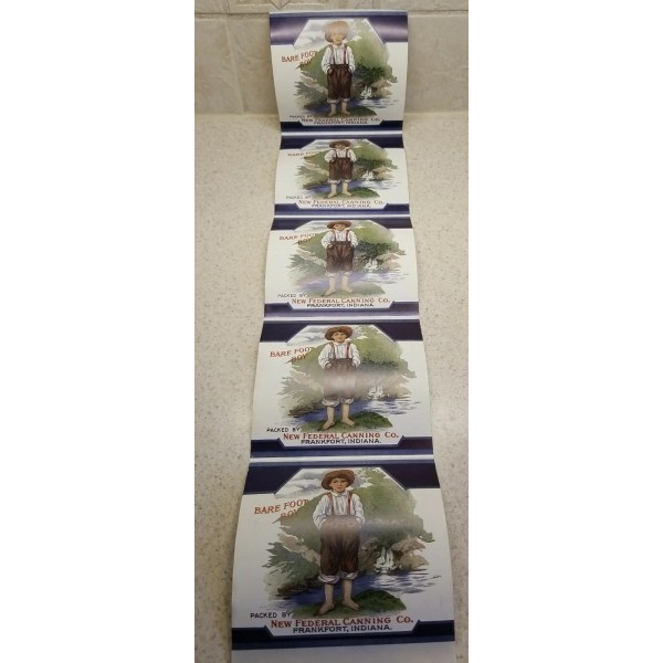 barefoot boy REPRODUCTION Vtg Barefoot Boy 5 Self Adhesive Labels