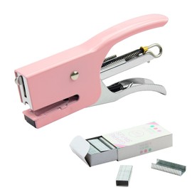 Office Stapler, Manual Stapler, Mini Metal Stapler, Stapler for Small 750 Small Paper Clips 24/6, Light up to 10-16 Sheets for Office School, Home, Pink