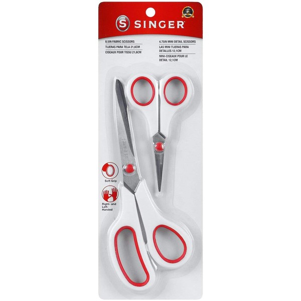 SINGER 3404 Scissors, 1-Pack, Red & White