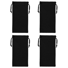 Microfibre Drawstring Glasses Bag/Gadget Pouch (4 Pack) - Black
