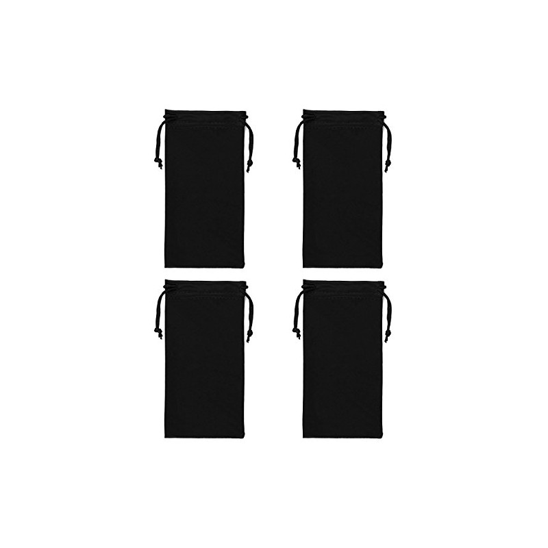 Microfibre Drawstring Glasses Bag/Gadget Pouch (4 Pack) - Black