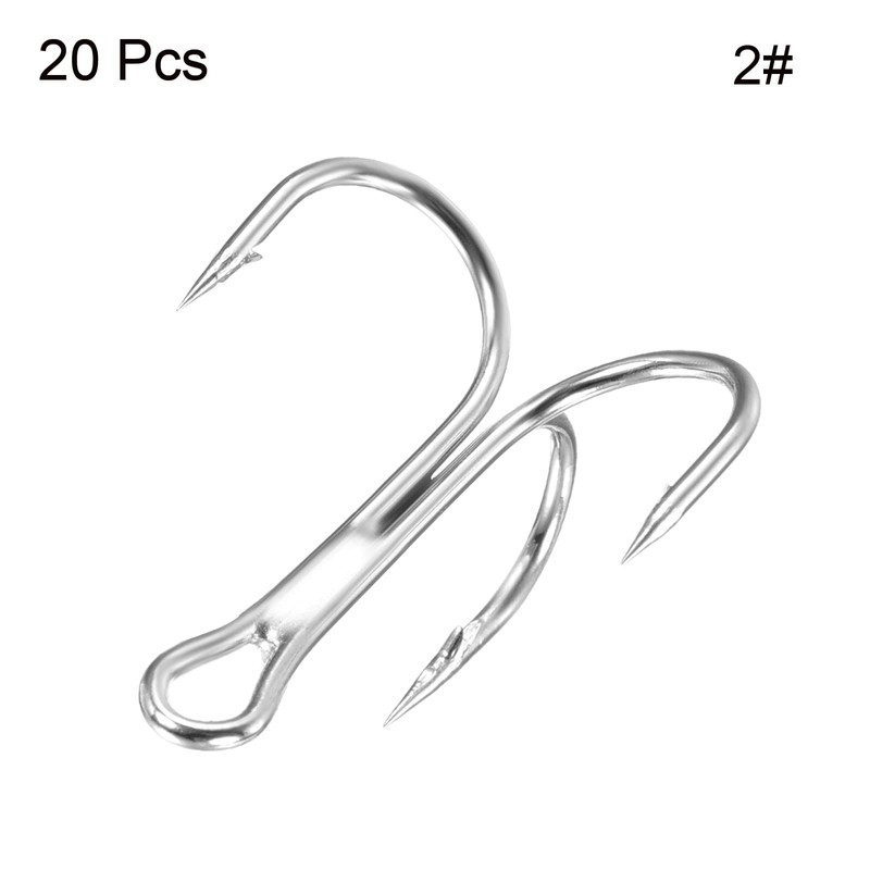 PATIKIL Pack of 20 2# Treble Fishing Hooks 1.02 Inch