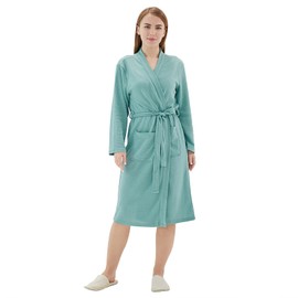 Skilydia women's robes lightweight summer cottom spa plus size ladies Luxery robes bathrobe for women (Medium, Green)